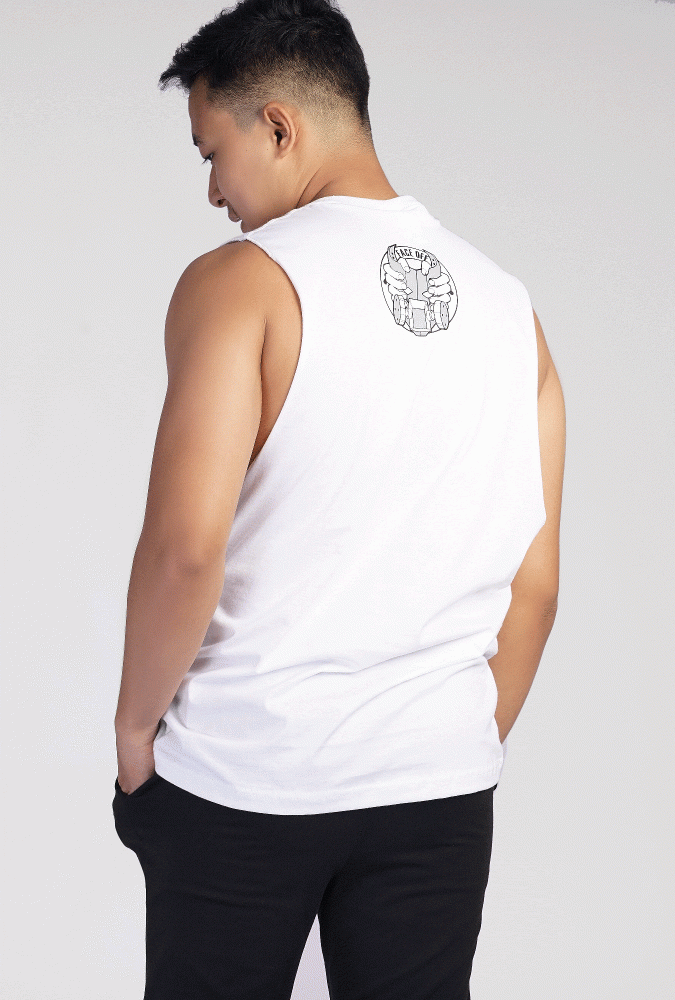 Devil  Design Printed tank top(White)